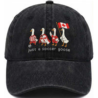 Funny Just A Soccer Goose Washed Cotton Baseball Cap Canada Soccer Lover