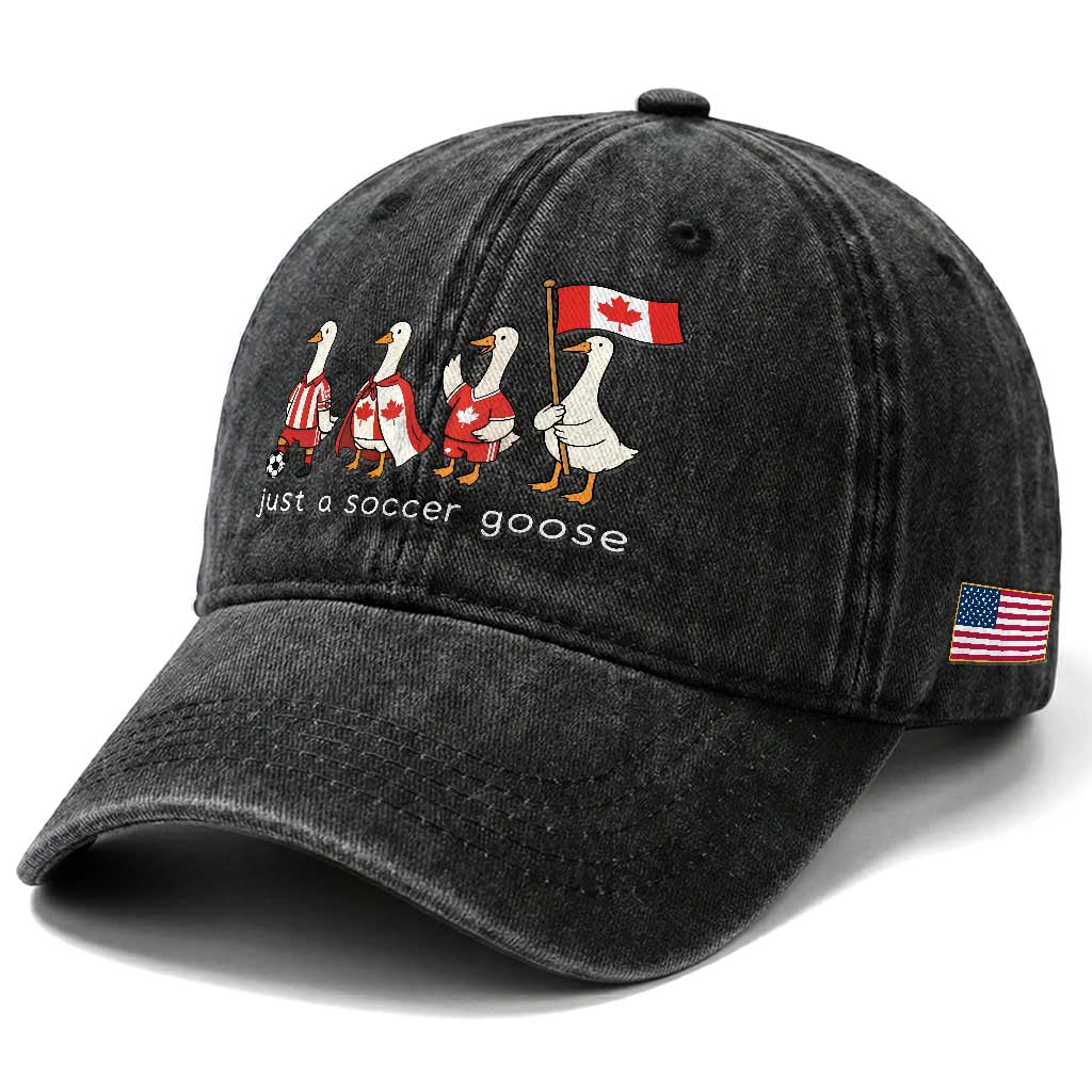 Funny Just A Soccer Goose Washed Cotton Baseball Cap Canada Soccer Lover