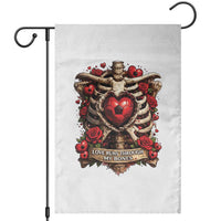 Love Runs Through My Bones Garden Flag Funny Skeleton Soccer Player Gift