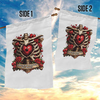 Love Runs Through My Bones Garden Flag Funny Skeleton Soccer Player Gift