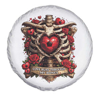 Love Runs Through My Bones Spare Tire Cover Funny Skeleton Soccer Player Gift