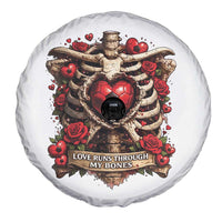 Love Runs Through My Bones Spare Tire Cover Funny Skeleton Soccer Player Gift