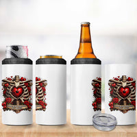 Love Runs Through My Bones 4 in 1 Can Cooler Tumbler Funny Skeleton Soccer Player Gift