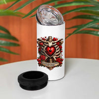 Love Runs Through My Bones 4 in 1 Can Cooler Tumbler Funny Skeleton Soccer Player Gift