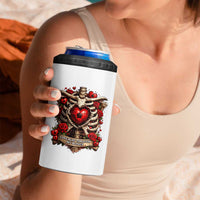 Love Runs Through My Bones 4 in 1 Can Cooler Tumbler Funny Skeleton Soccer Player Gift