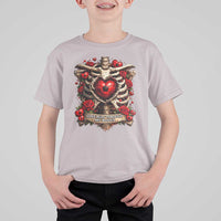 Love Runs Through My Bones T Shirt For Kid Funny Skeleton Soccer Player Gift