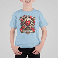 Love Runs Through My Bones T Shirt For Kid Funny Skeleton Soccer Player Gift