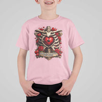 Love Runs Through My Bones T Shirt For Kid Funny Skeleton Soccer Player Gift