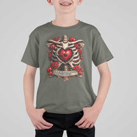 Love Runs Through My Bones T Shirt For Kid Funny Skeleton Soccer Player Gift