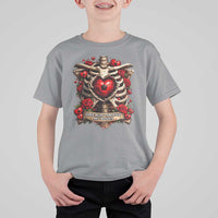 Love Runs Through My Bones T Shirt For Kid Funny Skeleton Soccer Player Gift