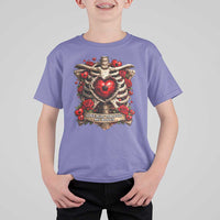 Love Runs Through My Bones T Shirt For Kid Funny Skeleton Soccer Player Gift