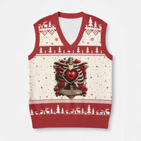 Love Runs Through My Bones V-Neck Knit Sweater Vest Funny Skeleton Soccer Player Gift