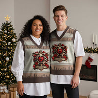 Love Runs Through My Bones V-Neck Knit Sweater Vest Funny Skeleton Soccer Player Gift