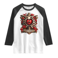 Love Runs Through My Bones Raglan Shirt Funny Skeleton Soccer Player Gift