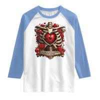 Love Runs Through My Bones Raglan Shirt Funny Skeleton Soccer Player Gift
