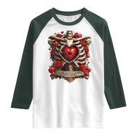 Love Runs Through My Bones Raglan Shirt Funny Skeleton Soccer Player Gift