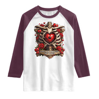 Love Runs Through My Bones Raglan Shirt Funny Skeleton Soccer Player Gift