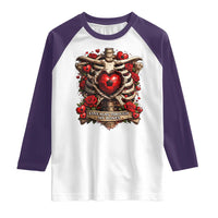 Love Runs Through My Bones Raglan Shirt Funny Skeleton Soccer Player Gift