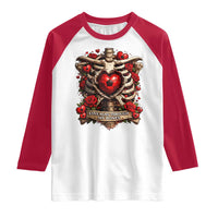 Love Runs Through My Bones Raglan Shirt Funny Skeleton Soccer Player Gift