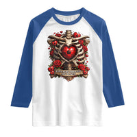 Love Runs Through My Bones Raglan Shirt Funny Skeleton Soccer Player Gift