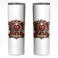 Love Runs Through My Bones Skinny Tumbler Funny Skeleton Soccer Player Gift