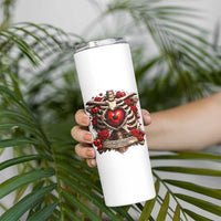 Love Runs Through My Bones Skinny Tumbler Funny Skeleton Soccer Player Gift