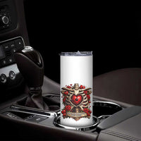 Love Runs Through My Bones Skinny Tumbler Funny Skeleton Soccer Player Gift