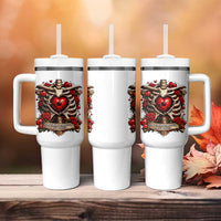 Love Runs Through My Bones Tumbler With Handle Funny Skeleton Soccer Player Gift