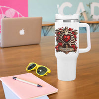 Love Runs Through My Bones Tumbler With Handle Funny Skeleton Soccer Player Gift