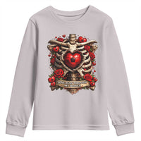 Love Runs Through My Bones Youth Sweatshirt Funny Skeleton Soccer Player Gift