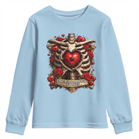 Love Runs Through My Bones Youth Sweatshirt Funny Skeleton Soccer Player Gift