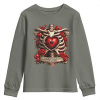 Love Runs Through My Bones Youth Sweatshirt Funny Skeleton Soccer Player Gift