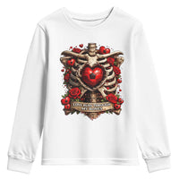Love Runs Through My Bones Youth Sweatshirt Funny Skeleton Soccer Player Gift