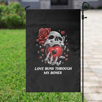 Love Runs Through My Bones Garden Flag Funny Skeleton Soccer Gift