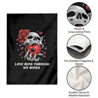 Love Runs Through My Bones Garden Flag Funny Skeleton Soccer Gift