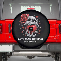 Love Runs Through My Bones Spare Tire Cover Funny Skeleton Soccer Gift