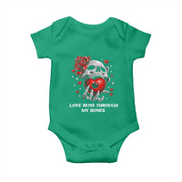 Love Runs Through My Bones Baby Onesie Funny Skeleton Soccer Gift