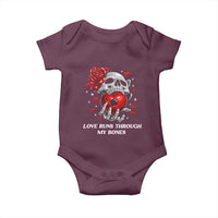 Love Runs Through My Bones Baby Onesie Funny Skeleton Soccer Gift