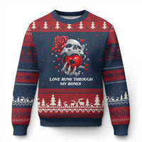 Love Runs Through My Bones Ugly Christmas Sweater Funny Skeleton Soccer Gift