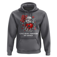 Love Runs Through My Bones Hoodie Funny Skeleton Soccer Gift