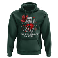 Love Runs Through My Bones Hoodie Funny Skeleton Soccer Gift