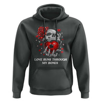 Love Runs Through My Bones Hoodie Funny Skeleton Soccer Gift