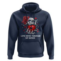 Love Runs Through My Bones Hoodie Funny Skeleton Soccer Gift
