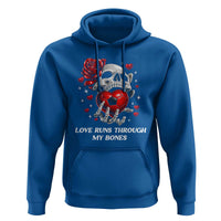Love Runs Through My Bones Hoodie Funny Skeleton Soccer Gift
