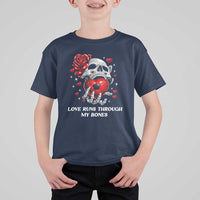Love Runs Through My Bones T Shirt For Kid Funny Skeleton Soccer Gift