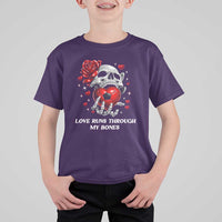 Love Runs Through My Bones T Shirt For Kid Funny Skeleton Soccer Gift