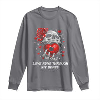 Love Runs Through My Bones Long Sleeve Shirt Funny Skeleton Soccer Gift