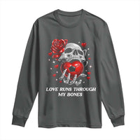 Love Runs Through My Bones Long Sleeve Shirt Funny Skeleton Soccer Gift
