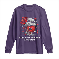 Love Runs Through My Bones Long Sleeve Shirt Funny Skeleton Soccer Gift