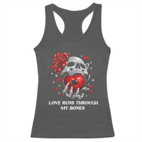 Love Runs Through My Bones Racerback Tank Top Funny Skeleton Soccer Gift
